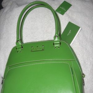 Kate Spade Green Satchel with Dome Shape and Smooth Finish